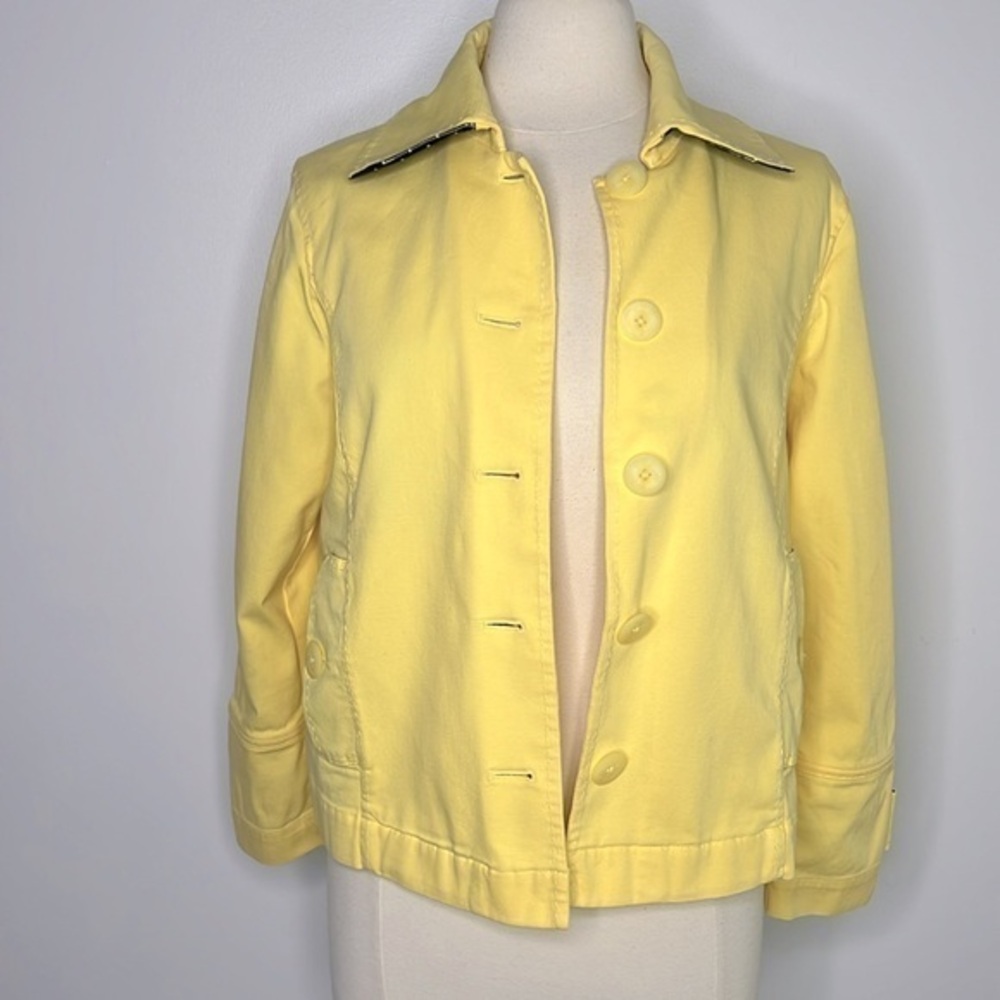 LL Bean lemon yellow cotton canvas jacket size medium